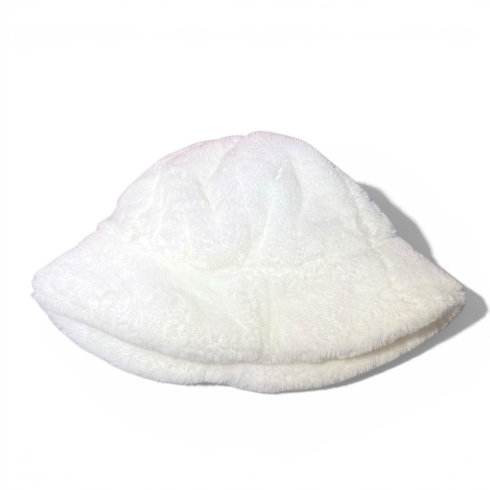 White Faux Fur Bucket Hat